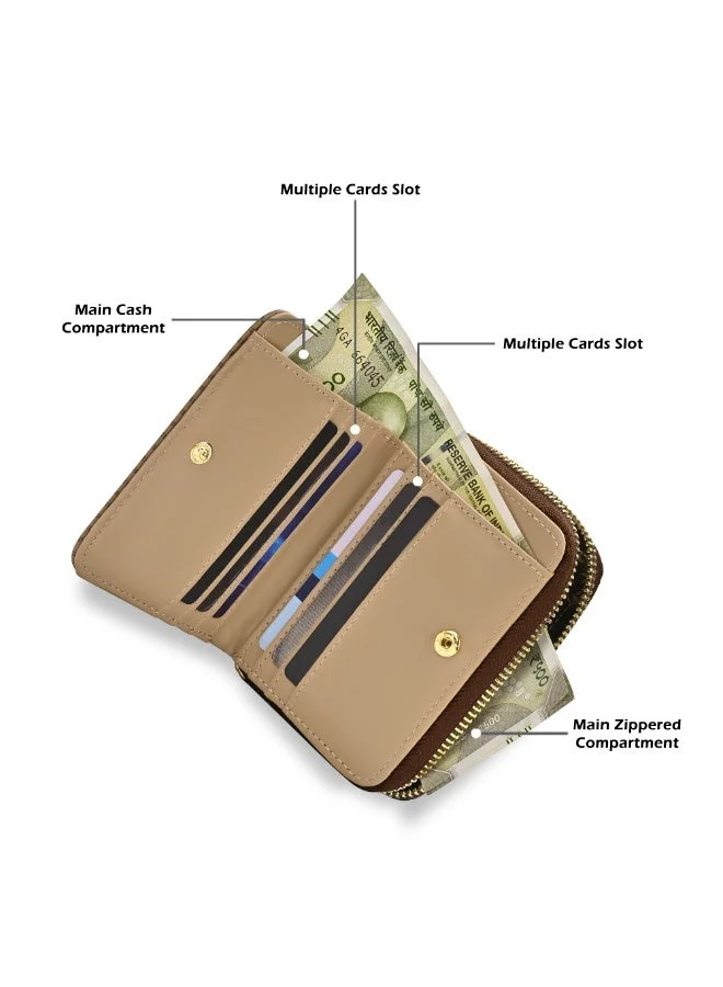 Lavie  Luxe Women's Mono Flap25 small zip around wallet (Coffee) for Women | Best Price UAE